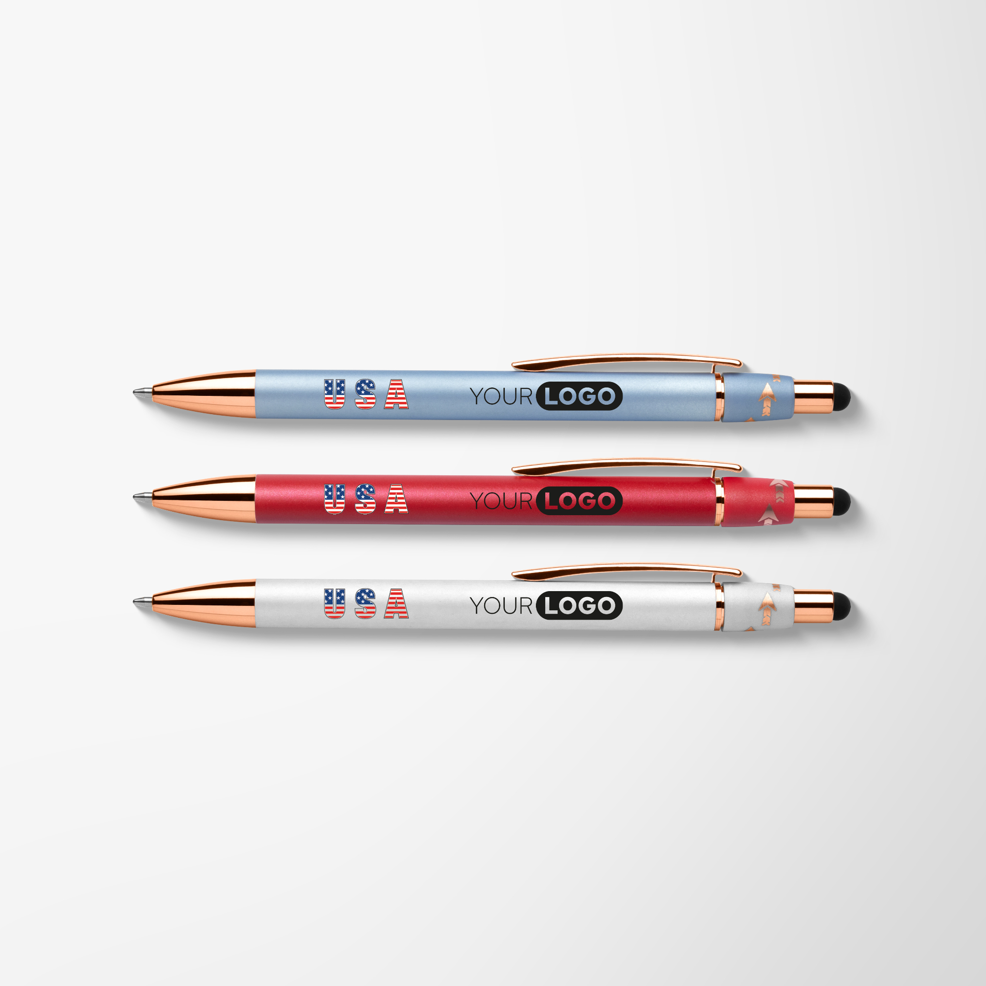 Custom Full Color Patriotic Pearlized Gyro Fidget Stylus Pen | Pens.com