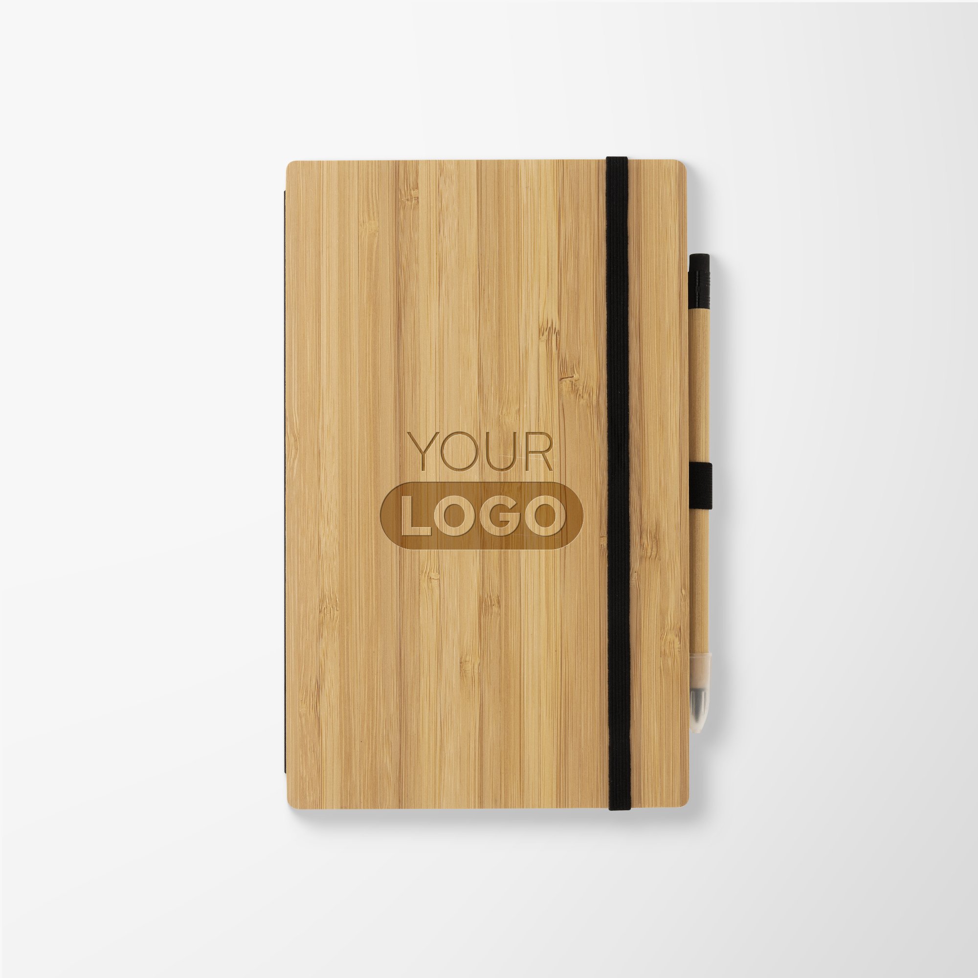 Promotional Engraved A5 Bamboo Notebook & Infinity Pencil Set with Logo ...